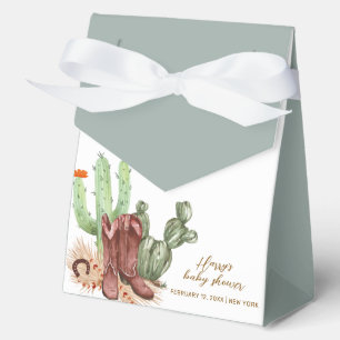 Minimalist Boho Cactus Cowboy Shoes Baby Shower  Favor Box