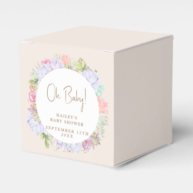Minimalist Boho Cactus Desert Baby Shower  Favor Box (Front Side)