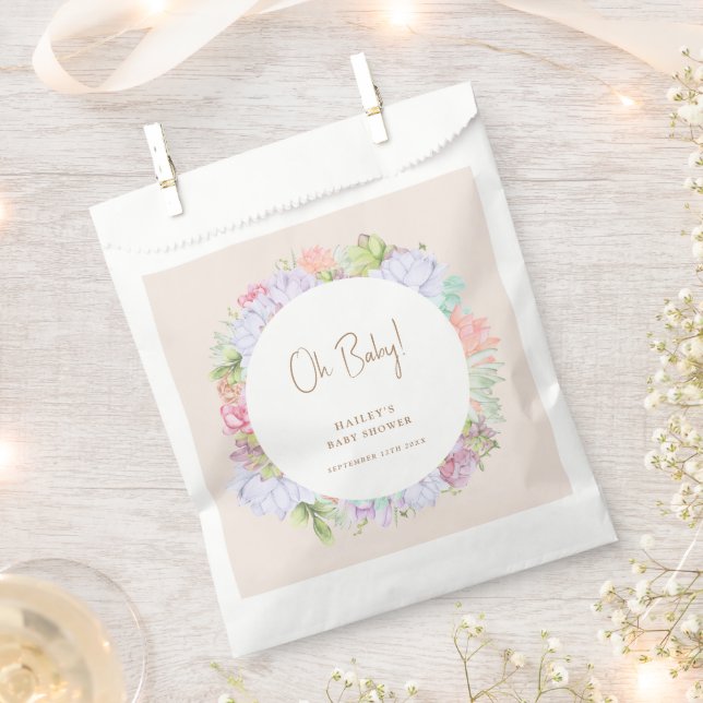 Minimalist Boho Cactus Desert Oh Baby Shower  Favour Bag (Clipped)