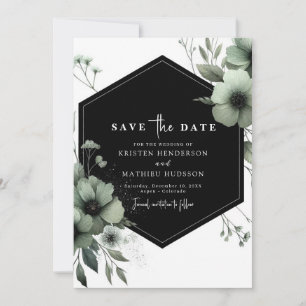 Minimalist Boho Chic Sage Green Wedding Save The Date