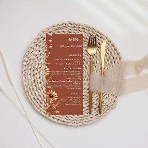 Minimalist Boho Chic Wildflower Wedding Table Menu