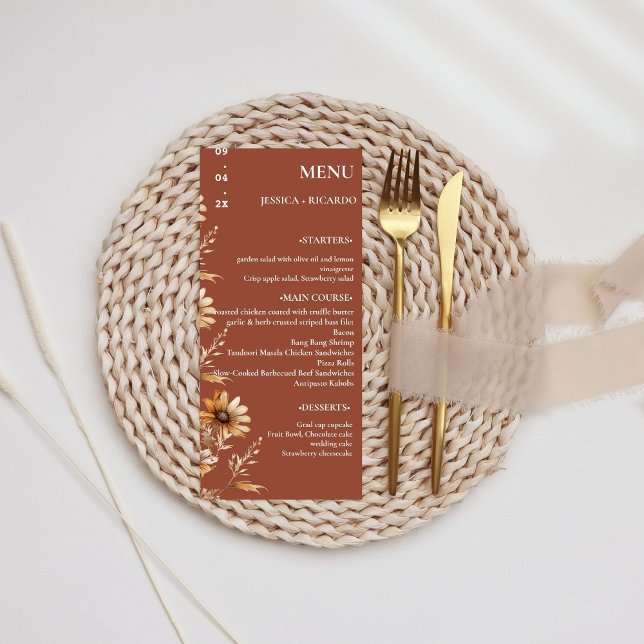  Minimalist Boho Chic Wildflower Wedding Table Menu (Creator Uploaded)