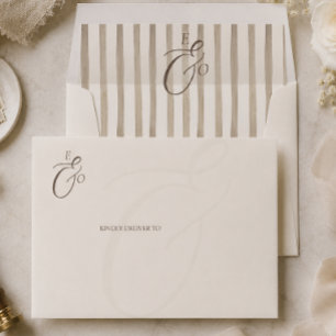Minimalist Boho Cocoa Brown Monogram Wedding Envelope