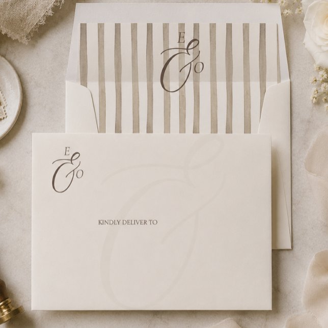 Minimalist Boho Cocoa Brown Monogram Wedding Envelope (Minimalist Boho Cocoa Brown Monogram Wedding Envelope)