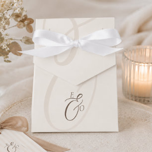 Minimalist Boho Cocoa Brown Monogram Wedding Favou Favor Box