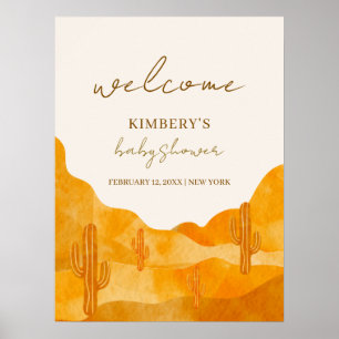 Minimalist Boho Desert Cactus Baby Shower Welcome Poster