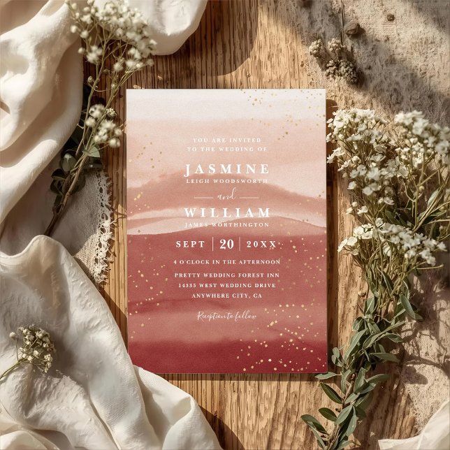 Minimalist Boho Desert Terracotta QR Code Wedding Invitation (Creator Uploaded)