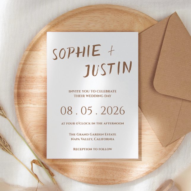 Minimalist Boho Elegant Script Wedding Invitation (Creator Uploaded)