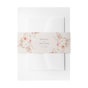 Minimalist Boho Fall Floral Wedding Invitation Belly Band