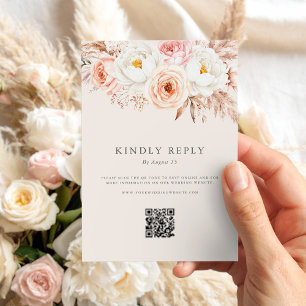 Minimalist Boho Fall Floral Wedding RSVP Card