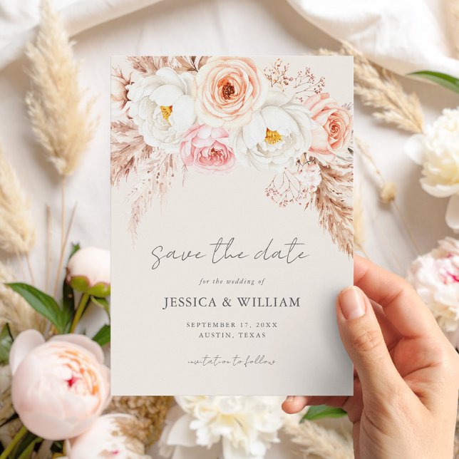 Minimalist Boho Fall Floral Wedding Save The Date (Creator Uploaded)