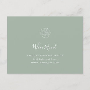 Minimalist Boho Floral Moved Address Sage Green Postcard