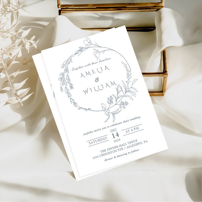 Minimalist Boho Floral Wreath Wedding  Invitation (Creator Uploaded)