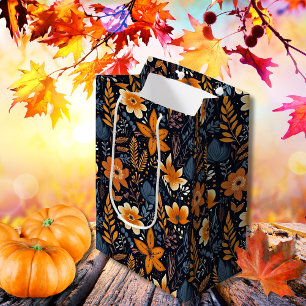 Minimalist Boho Flowers Autumn Medium Gift Bag
