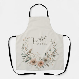Minimalist Boho Flowers in Ivory and Blush Apron