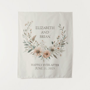 Minimalist Boho Flowers in Ivory and Blush Tapestry