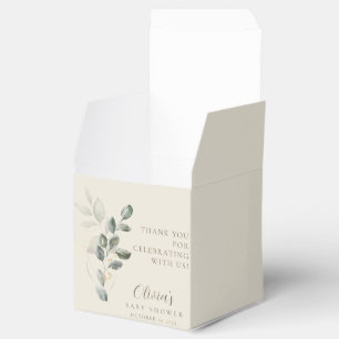 Minimalist Boho Gold Greenery Baby Shower Favor Box