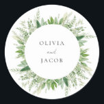 Minimalist Boho Greenery Wedding Classic Round Sticker<br><div class="desc">Minimalist Boho Botanical Greenery Wedding Stickers</div>