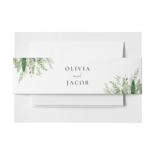 Minimalist Boho Greenery Wedding Invitation Belly Band