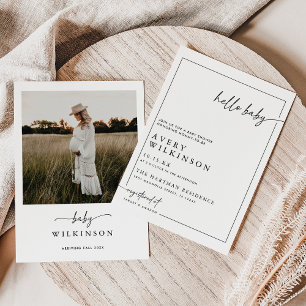 Minimalist Boho Hello Baby Photo Baby Shower Invitation