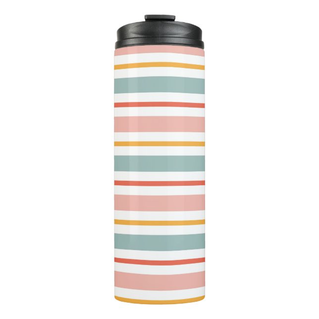 Minimalist Boho Horizontal Lines Soft Earth Tones  Thermal Tumbler (Front)