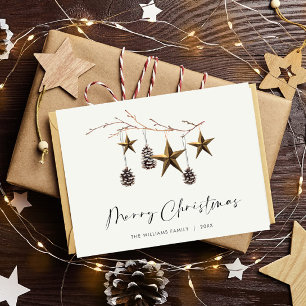Minimalist Boho Merry Christmas Greeting Holiday Postcard