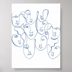 Minimalist Boho Modern Wall Art in Blue