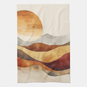 Minimalist Boho Nature - Warm Earth Tones Kitchen Towel