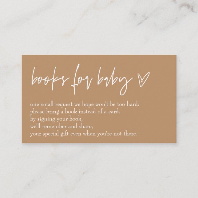 Minimalist Boho Neutral Hello Baby Books For Baby Enclosure Card (Front)