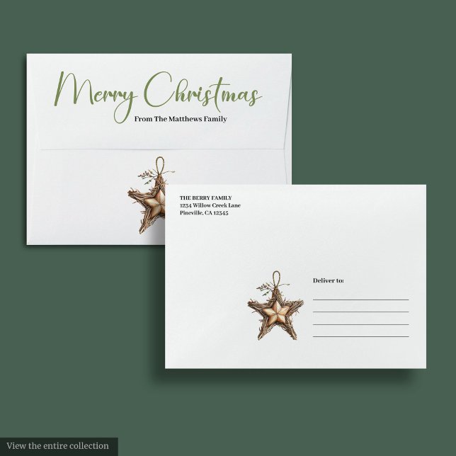 Minimalist Boho Neutral Pine Wreath Envelopes (Minimalist Boho Neutral Pine Wreath Envelope)