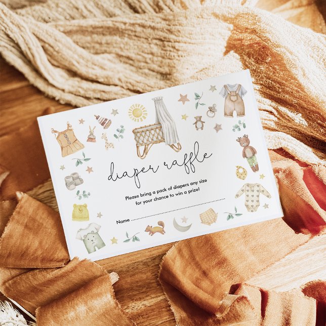 Minimalist Boho Nursery Baby Crib Diaper Raffle Enclosure Card (Creator Uploaded)
