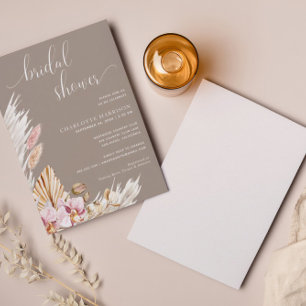 Minimalist Boho Pampas Grass   Bridal Shower Invitation