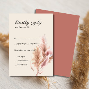 Minimalist boho pampas grass RSVP cards