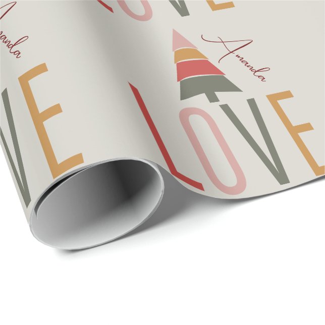 Minimalist Boho Personalized With Name Christmas Wrapping Paper (Roll Corner)