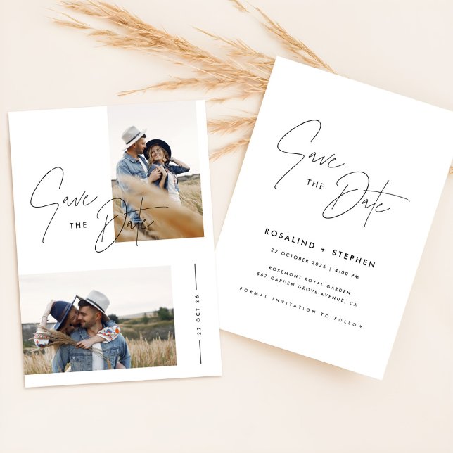 Minimalist Boho Photo Save the Date Invitation (Creator Uploaded)