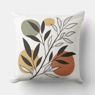 Minimalist Boho Plant Illustration Throw Pillow