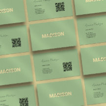 Minimalist Boho QR Code Modern Business Card