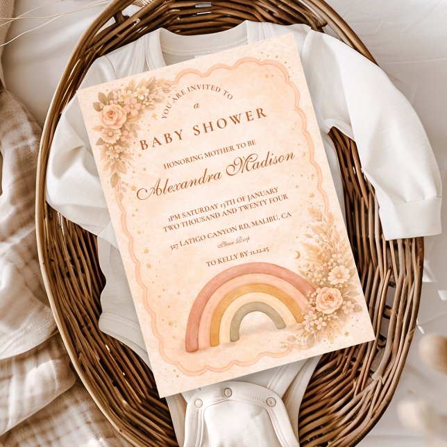 Minimalist Boho Rainbow Baby Shower Invitation (Creator Uploaded)