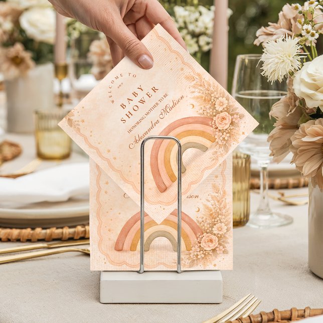 Minimalist Boho Rainbow Baby Shower Napkin (Creator Uploaded)