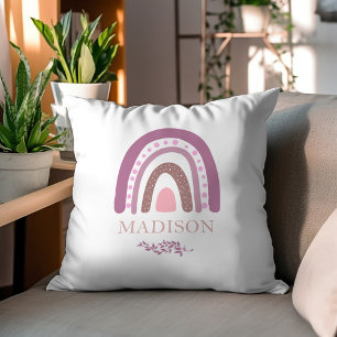 Minimalist Boho Rainbow Design No.9, Personalized Throw Pillow