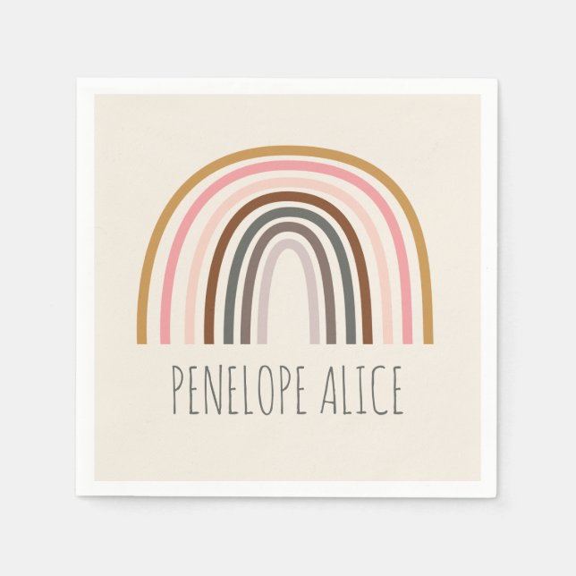 Minimalist Boho Rainbow Drawing Personalized  Napkin (Front)