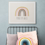 Minimalist Boho Rainbow Drawing Personalized Poster<br><div class="desc">This stylish wall art poster features a minimalist boho rainbow in mustard,  pink,  and teal. Personalize it with your name. Great gift idea.</div>