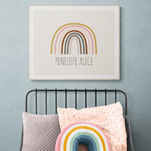 Minimalist Boho Rainbow Drawing Personalized Poster