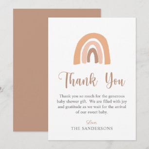 Minimalist Boho Rainbow Terracotta Baby Shower Thank You Card