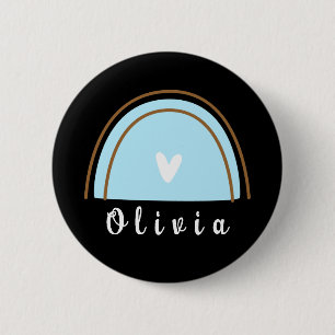 Minimalist Boho Rainbow with Personalized Name 2 Inch Round Button