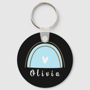 Minimalist Boho Rainbow with Personalized Name Keychain