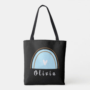 Minimalist Boho Rainbow with Personalized Name  Tote Bag