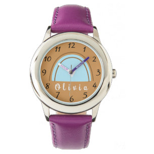 Minimalist Boho Rainbow with Personalized Name  Watch