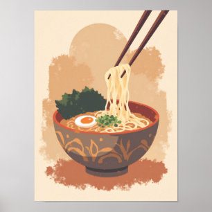 Minimalist Boho Ramen Bowl Art Poster