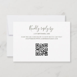 Minimalist Boho Retro Green Arch QR Code RSVP Card